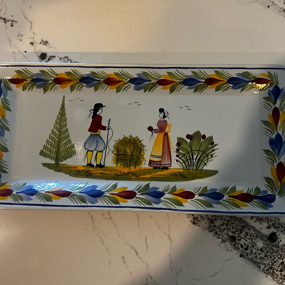 Hand-Painted Rectangular Ceramic Tray